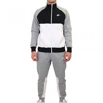 NIKE M NSW CE TRK Suit FLC Chándal, Hombre, dk Grey Heather/Black/White/White