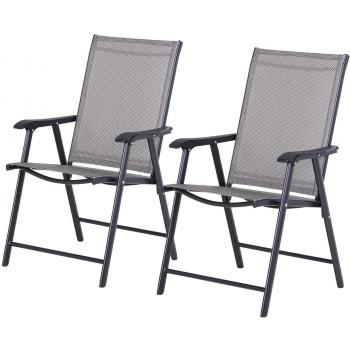 Pack 2 Sillas De Terraza Outsunny Plegables Gris