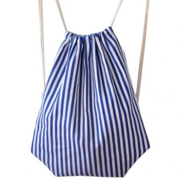 Weimay Canvas Drawstring Mochila Gimnasio De La Escuela De La Escuela De Deporte Bolso ToteBeach Bolso Bolsas De Sacos De Compras, Rayas Azules