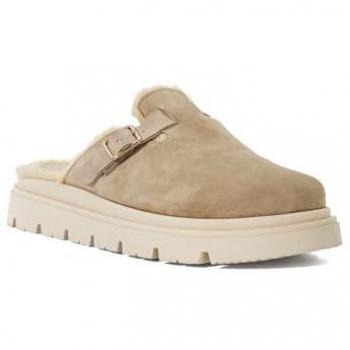 Dune London Women's Gene Leather Faux Shearling-Lined Clogs - Sand, UK Size 6