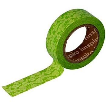 Cinta masking tape Washi flores verdes 15mm.x10m. Serie Deco