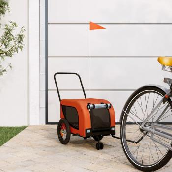 vidaXL Pet Bike Trailer - Orange and Black, Oxford Fabric, Iron Construction