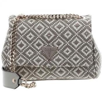 Guess Rianee Convertible Shoulder Bag for Women - Brown and Gray with Logo