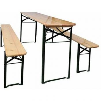 vidaXL Set de mesa y bancos plegables 3 piezas madera pino