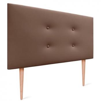 Cabecero Tapizado de Polipiel Aqualine con 2 Hileras de Botones y Patas - 90x105cm (Camas 80/90) - Color Arcilla