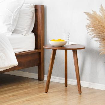 Armstrong Side Table - Walnut, 16 in. x 16 in. x 18 in., Solid Mango Wood, Triangle Design
