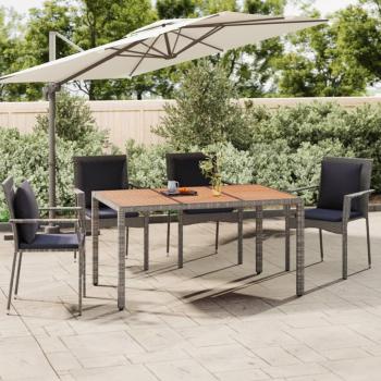 Suelo de madera para mesa de jardín Polyrattan gris y acacia maciza