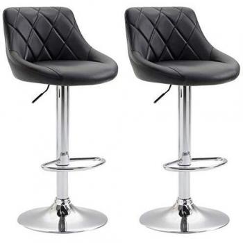 Set de 2 Taburetes Regulables y Giratorios Lazio en Polipiel Negro