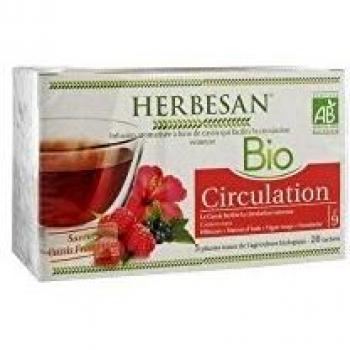 HERBESAN INFUSION HIBISCUS CASSIS CIRCULATION BIO Cassis feuille, Hibiscus, Marron d'Inde, Vigne rouge - 20 sachets