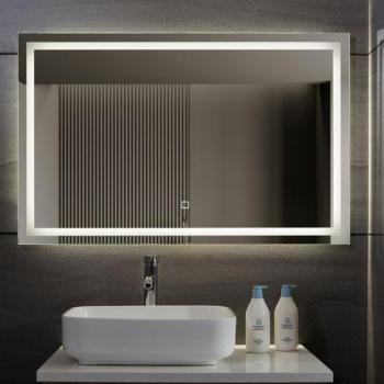 Espejo de baño LED Aquamarin 110 x 70 cm con función antivaho, regulable, ahorro de energía A++, memoria incluida, espejo luminoso de pared para baño