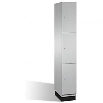 Armario de Compartimentos Bajo Llave C+P Cambio con Puertas de Acero, 3 Compartimentos, Color Blanco Aluminio