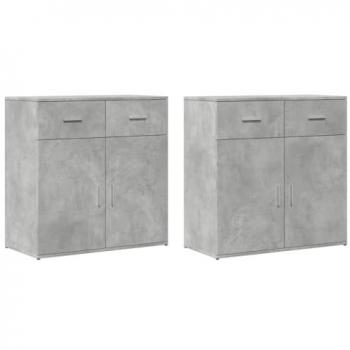 Aparadores 2 uds madera de ingeniería gris hormigón 79x38x80 cm