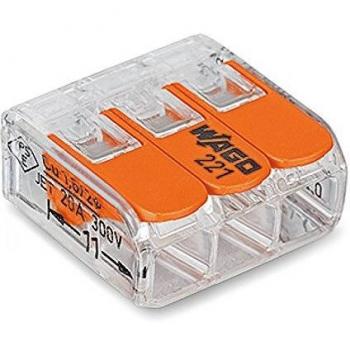 WAGO 221-413 Pluggable Terminal Block, 3 Ways, 450 V, 32 A, 24 AWG, 12 AWG