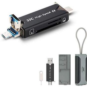 JJC Lector de Tarjetas USB 3.0 SD Micro SD con Estuche de Almacenamiento, USB C / USB A Plus OTG para SD SDHC SDXC Memoria Micro SD TF, Compatible con Computadora Portátil OTG Enable Phone Tablet