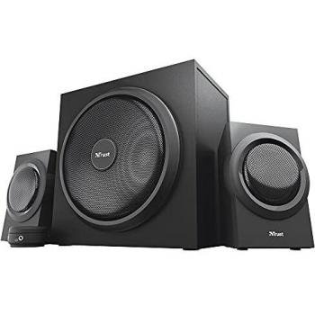 Trust Yuri Juego de Altavoces 2.1 para PC con Subwoofer de Madera con Potente Controlador de Graves de 5.25 Pulgada, Potencia Máxima de 120 W, Gestión de la Alimentación Inteligente