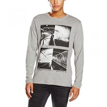 JACK & JONES JCOSANTINO TEE LS CREW NECK, Camisa Manga Larga Hombre, Gris