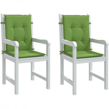 Cojines de silla respaldo bajo 2 piezas tela verde mélange 100x50x4 cm