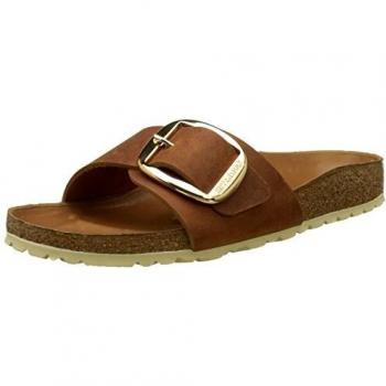 Birkenstock Women's Madrid Big Buckle Oiled Leather Double Strap Sandals Cognac EU 41UK 7.5