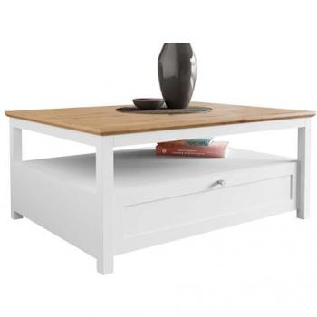 Mesa de centro angular Comfivo Z104, aglomerado laminado blanco, 104 x 80 x 46 cm
