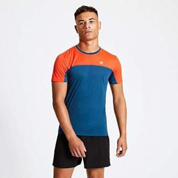 Dare2b Notable - Camiseta Deportiva, Tejido Ligero De Secado Rápido Y Detalles Reflectantes T-Shirts/Polos/Vests, Hombre, Majolica Blue/Trail Blaze, XXL