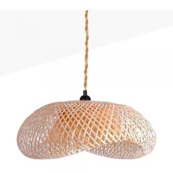 Lámpara colgante LED de mimbre Vimet Lite - Techo 59x19x45cm, cuerda natural para dormitorios, salones y locales comerciales