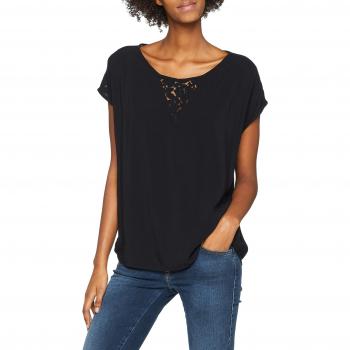Vero Moda Vmdebbie Lace S/s Top Exp, Camiseta sin Mangas para Mujer, Negro Black, 42