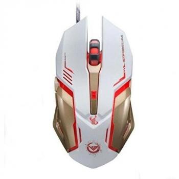 Lacaca 3500 DPI 6 Botones óptico Macros personalizadas usb Wired Gaming Ratón Acero Blanco