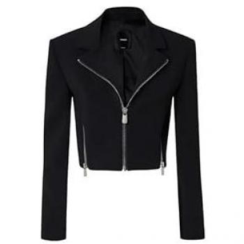 Pinko Women's Black Short Crêpe Stretch Jacket with Zip - Size 42