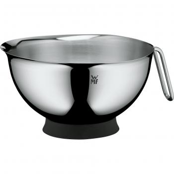 Bol Mezclador WMF 20 cm con Asa, Base de Silicona y Escala de Medición, Cromargan® Acero Inoxidable 18/10, 1,25L