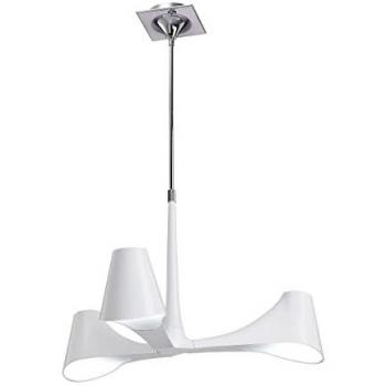 Lámpara de techo telescópica convertible Ora 3 bombillas E27, blanco brillante / acrílico blanco / cromo pulido
