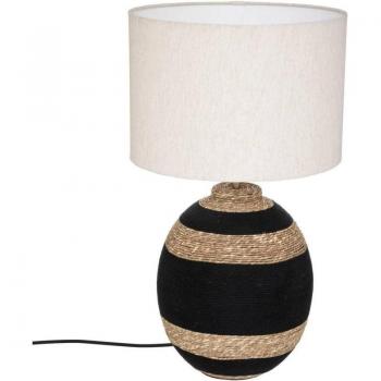 Lámpara de mesa bola Jorik IV en yute - Beige y negro - H 58 x D 35 cm
