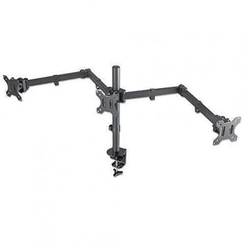 Manhattan 461658 LCD Monitor Mount with Center Mount and Double-Link Swing Arms, Supports Three LCD Monitors up to 27, One Center Mounted and Two on Double-Link Swing Arms