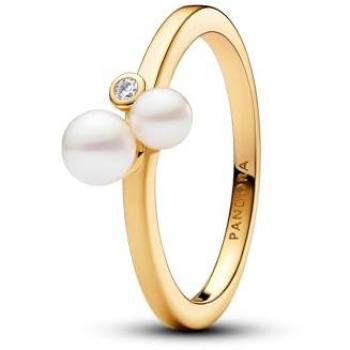Anillo Dúo de Perlas Cultivadas de Agua Dulce Tratadas Dorado - Pandora