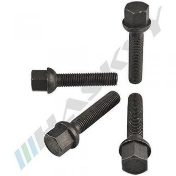 20 tornillos de rueda negros I M14 x 1,5 x 27 I R14 collar de bolas para llantas de aluminio I tornillo de rueda negro I SW 17mm