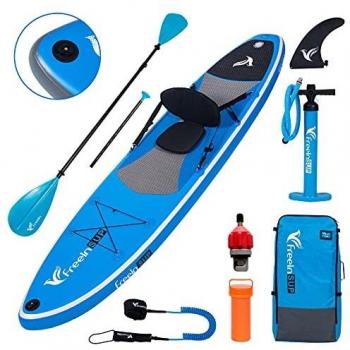 freein Kayak Sup Tabla Hinchable de Paddle Surf 10'/10'6x31 x6 Tabla de Remo Inflable, Doble Remo, Bomba de Doble Acción, Aleta, Adaptador, Soporte para GO-Pro, Correa, Mochila, Asiento