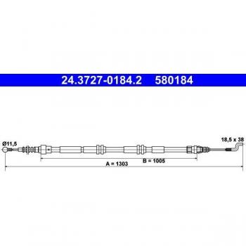 Cable de freno de estacionamiento ATE 24.3727-0184.2 para vehículos VAG