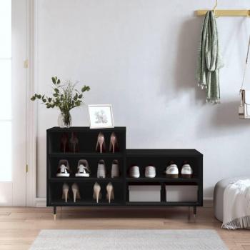 Zapatero negro de madera multicapa contrachapada 102x36x60 cm