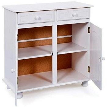Inter Link Cómoda aparador, mueble multiusos, mueble lateral de pino macizo lacado blanco