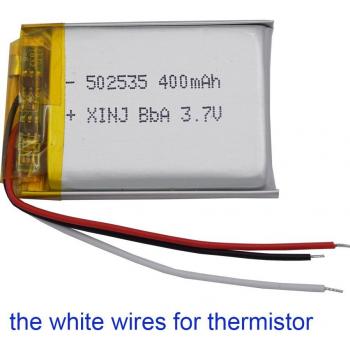 3.7V 400mAh Rechargeable Li-Po Battery with Thermistor 502535 for Cameras and GPS Devices
