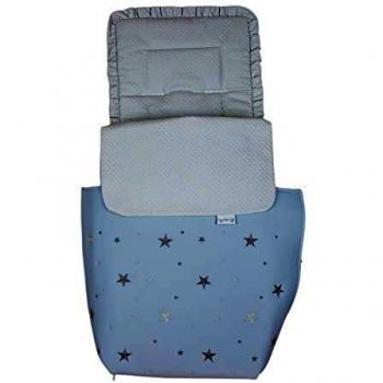 Saco de coche o capazo universal Rosy Fuentes en celeste empolvado gris