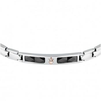 Maserati Pulsera para Hombre en Acero y Cerámica, Colección Ceramic - JM224ATZ39, Pulsera de acero plateada