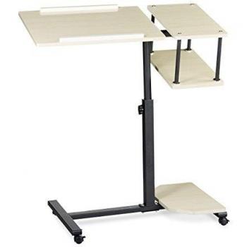 Relaxdays 10020397 _ 550 - Mesa Auxiliar para Ordenador portátil/Notebook, Soporte móvil para Notebook, 4 Ruedas con Tope, Soporte para ratón, Hueco archivador, 40 x 77 x 100 cm, Color Crema.