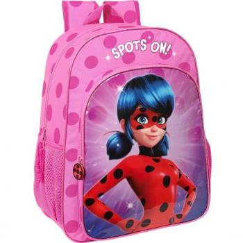 Mochila Ladybug Adaptable a Carro 42 cm con Diseño de Miraculous Ladybug, Dimensiones 33x42x14 cm - Safta