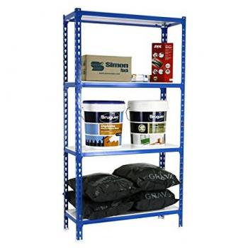 Estantería Metálica SIMONCLICK MEGAPLUS 4 Baldas 1500x1200x400 mm Azul/Blanco, Carga de 200 kg por Estante