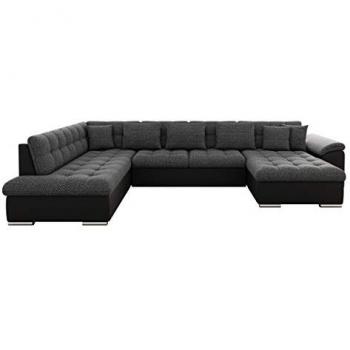 Sofá rinconero Comfivo 114, gris, función de descanso, caja de ropa de cama, 348x205x76cm