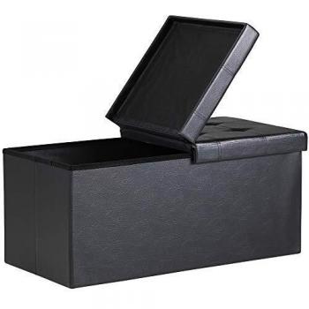 Banco de Almacenaje Plegable 80x40x40cm con Asiento Acolchado - Color Negro, Capacidad 100L