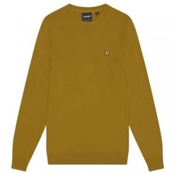 Lyle & Scott Men's Yellow Cotton Merino Crew Neck Sweater - Medium