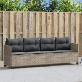 Tumbona con cojines ratán sintético gris claro vidaXL - Silla de Exterior Ideal para jardín, playa, piscina, terraza