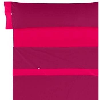 ESTELA Lisos Aplique 50/50 Juego de sábanas, 3 Piezas, Color Fucsia-Chicle, Algodón-Poliéster, Cama 80/95
