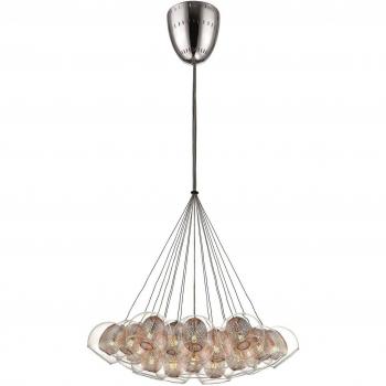 LIVERPOOL Cobre Suspensión 19 luces - Lámpara colgante de 19 luces, diseño de malla de cromo y cobre, incluye bombillas G4